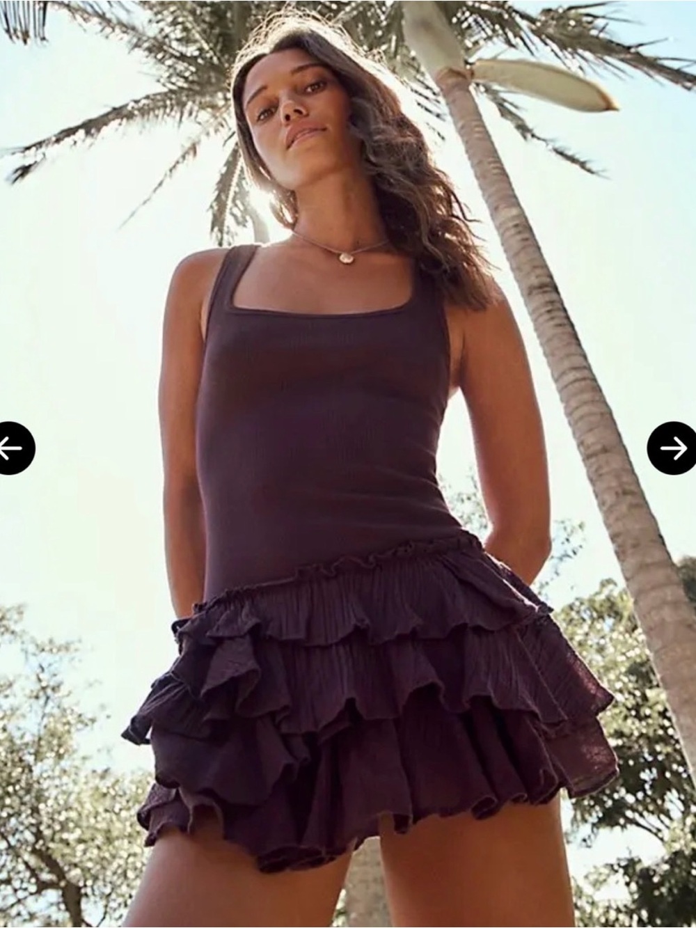 NWT Free People Chocolate Brown Ruffled Mini Dress Romper
